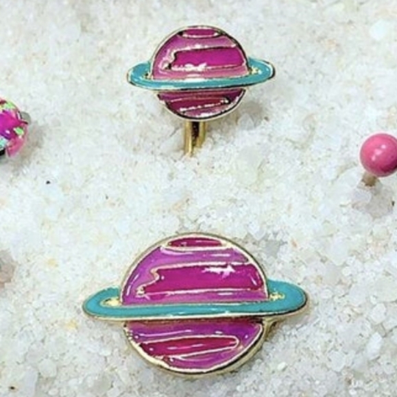 Gold Tone Pink Planets Double Mount Belly Ring - Picture 2 of 2